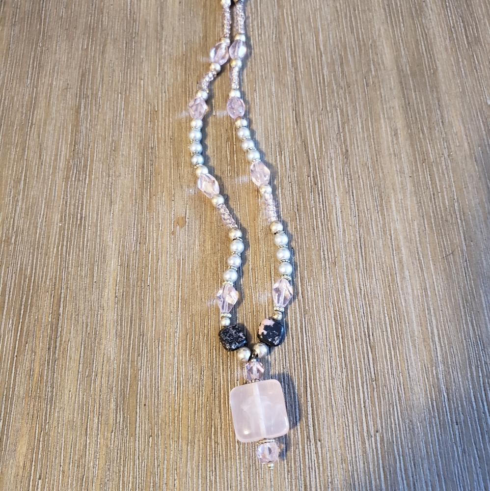 Simulated Pink Quartz Necklace